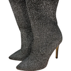 Moda In Pelle Yulia Black Silver Fabric Knitted Boots  UK 7