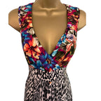 Wallis Multicoloured Floral Animal Print Silky Dress  UK 10