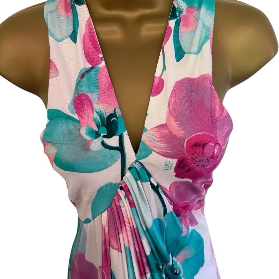 VJC Versace Multi Coloured Crossover Back Jersey Dress UK 14