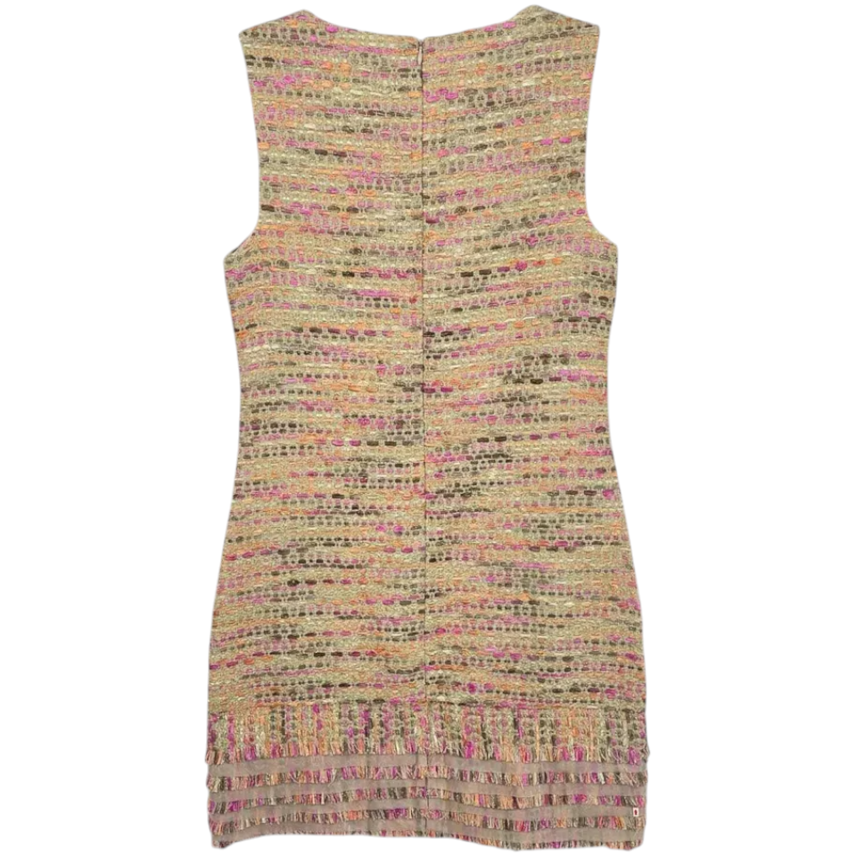 DVF Diane Von Furstenberg Multicoloured Metallic Tweed Mini Dress UK 12