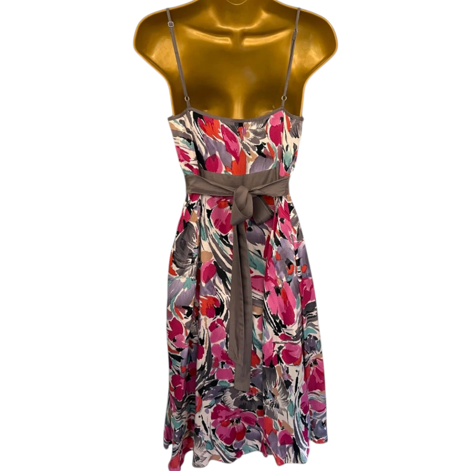 Monsoon Grey Pink Silky Strappy Dress UK 12