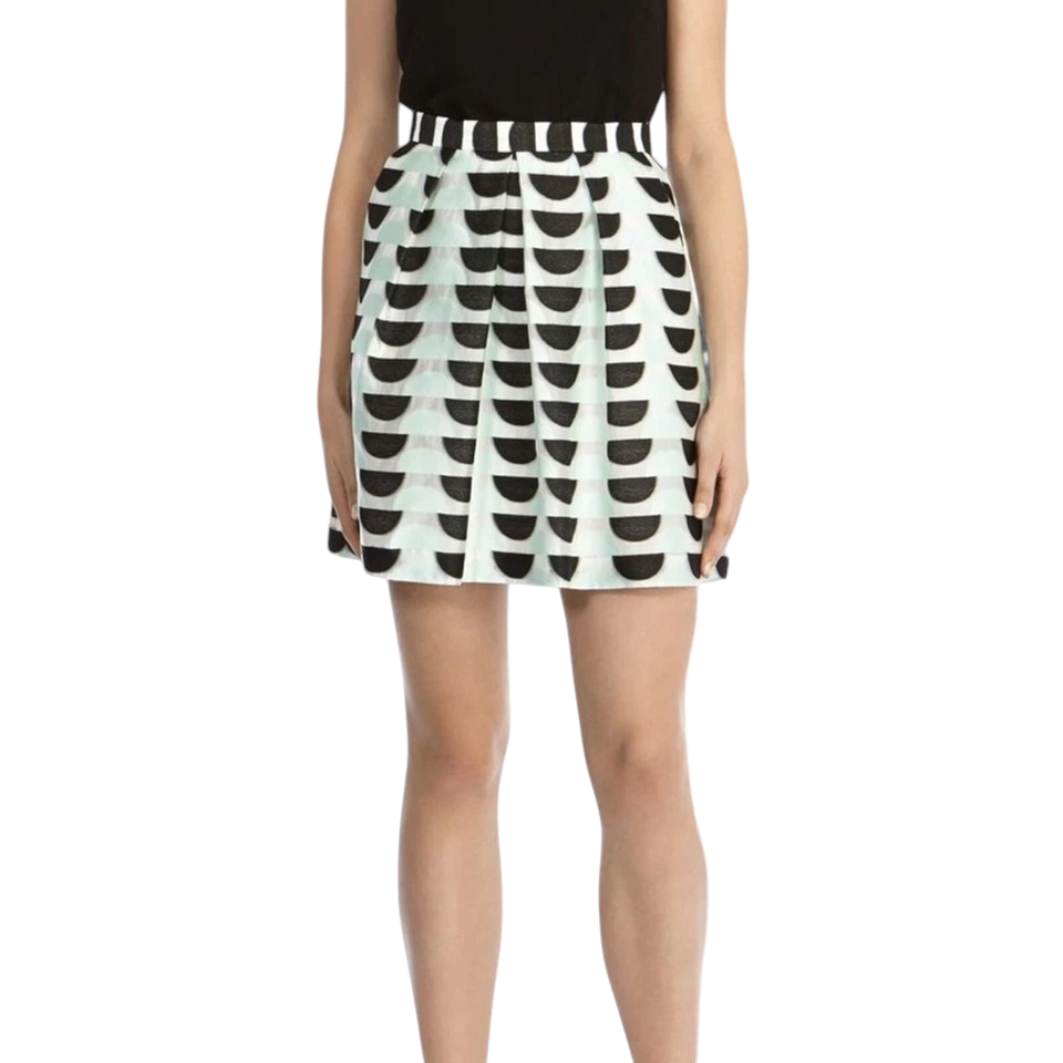 Coast Lina Mint Green, Black, White Organza Skirt UK 10