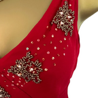 Hobbs Red Silk Beaded Sleeveless Dress UK 8