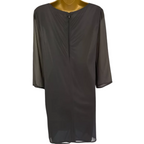 Soaked in Luxury Grey Chiffon Black Lace Tiered Dress UK 12