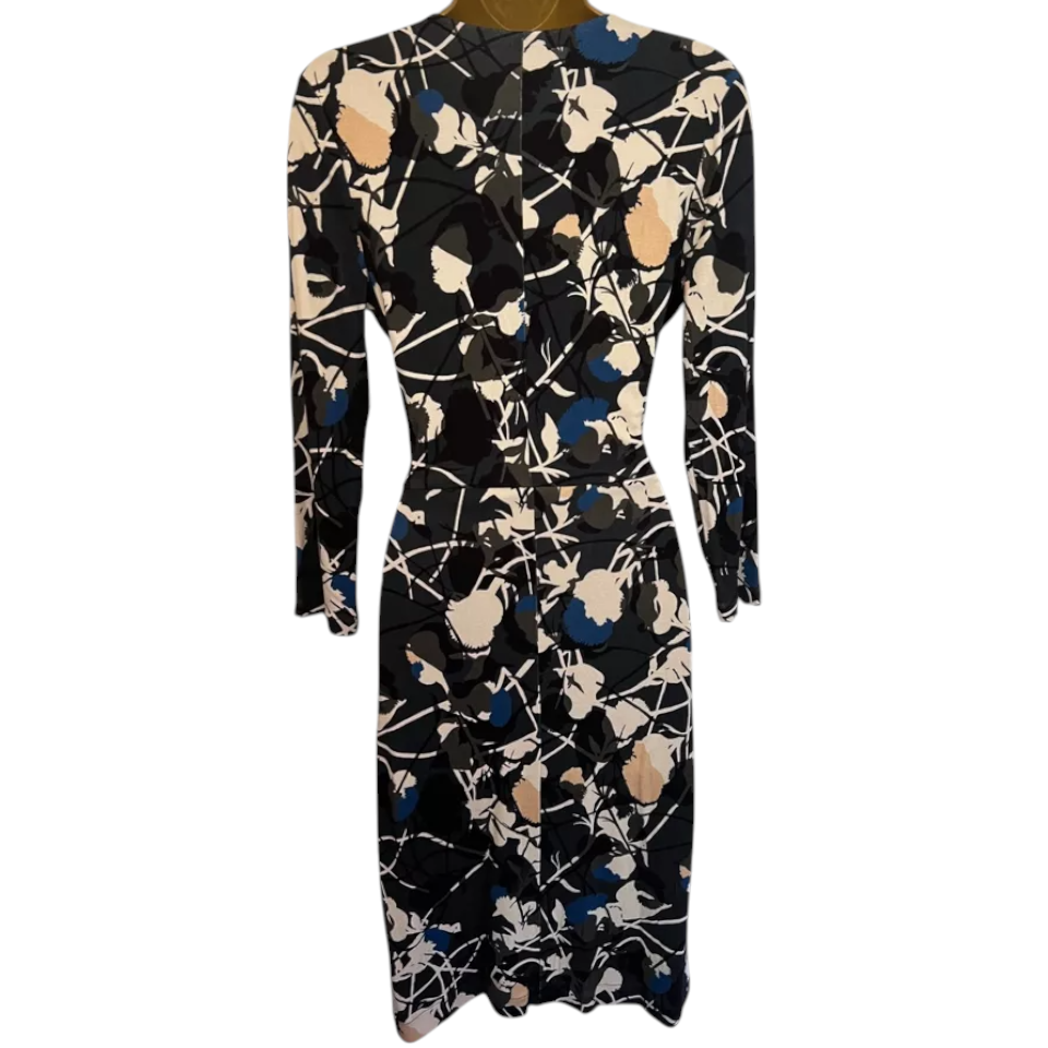 Jigsaw Grey Cream Black Blue Crossover Dress UK 8