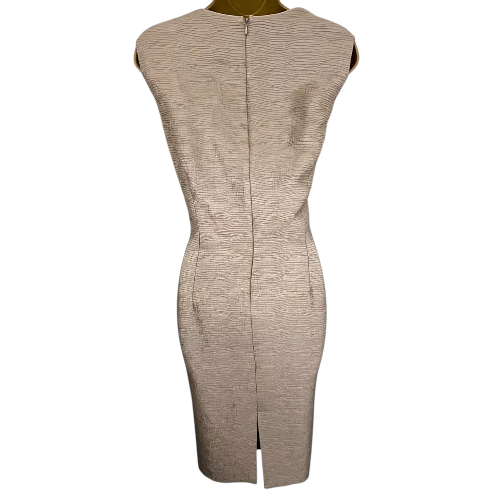 Jacques Vert Pale Gold Shimmer Textured Dress UK 14