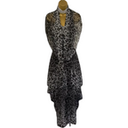 Vera Mont Black & Grey Chiffon Dress w Scarf UK 10