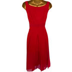 Hobbs Red Silk Beaded Sleeveless Dress UK 8