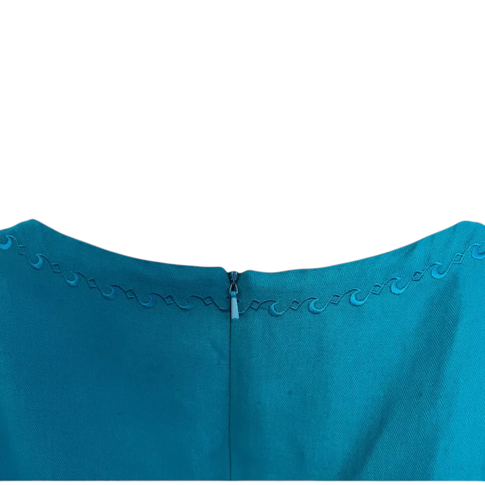 Liz Claiborne Vintage Aqua Blue Linen Dress UK 10/12