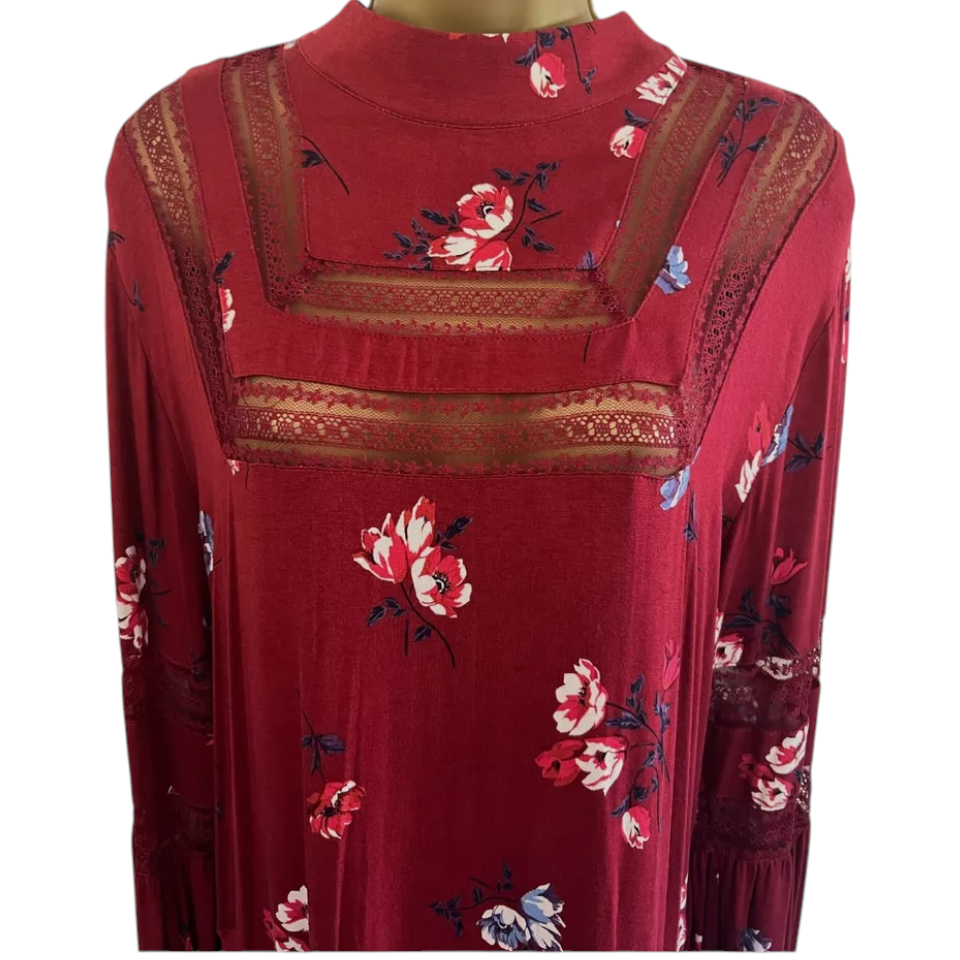 V by Very Burgundy Floral Jersey Dress UK 24