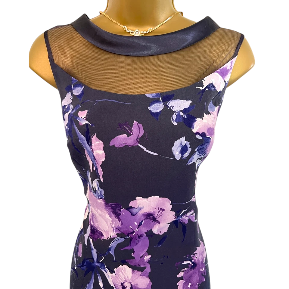 Jacques Vert Purple Lilac Floral Dress UK 10