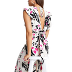 River Island White Pink Print Maxi Dress  UK 10