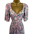 Laura Ashley Rare 1980 Vintage Cotton Floral Prairie Tea Dress UK 10
