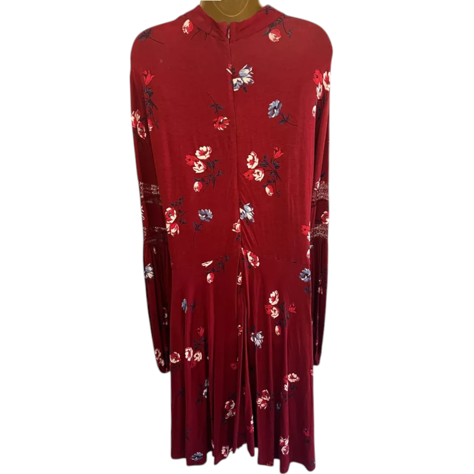 V by Very Burgundy Floral Jersey Dress UK 24