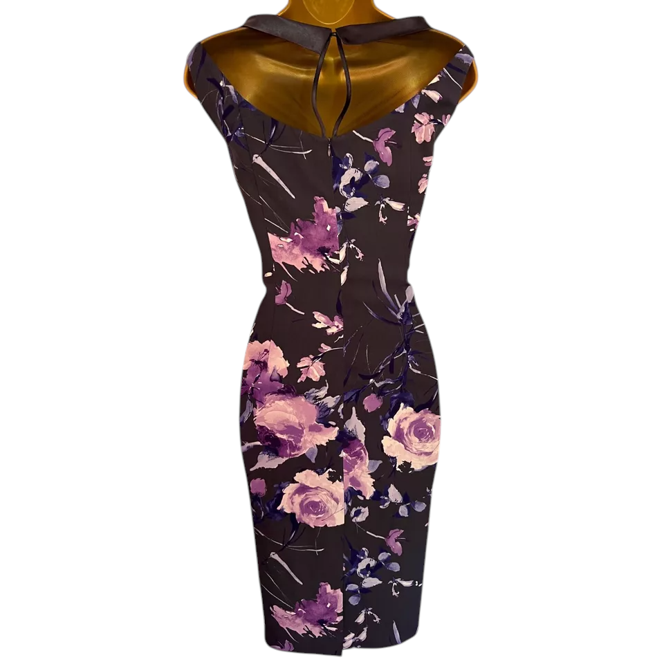 Jacques Vert Purple Lilac Floral Dress UK 10