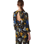 Whistles Black Floral Backless Jumpsuit UK 14