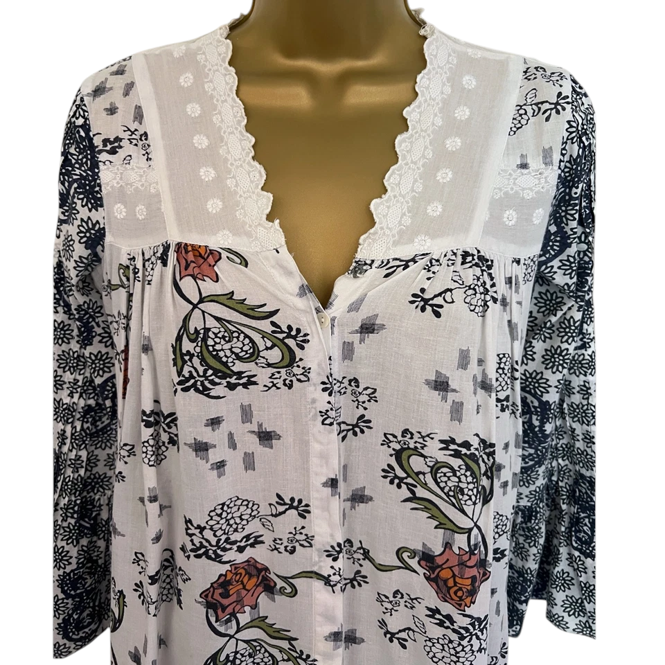 Odd Molly White Button Down Bell Sleeve Dress UK 10
