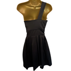 Warehouse Black Satin One Shoulder Dress UK 12