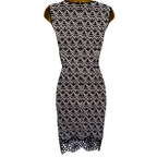 Maia Black White Geometric Cutwork Dress  UK 8
