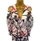Lost Ink Ivory Floral Cold Shoulder Maxi Dress UK 6