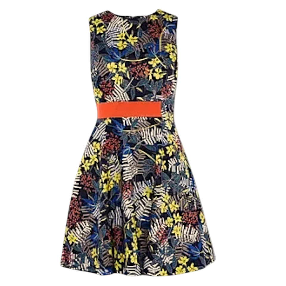 Karen Millen Multi Coloured Fit & Flare Floral Dress UK 14