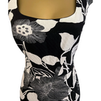 Gharani Strok Black White Floral Cotton Dress UK 10