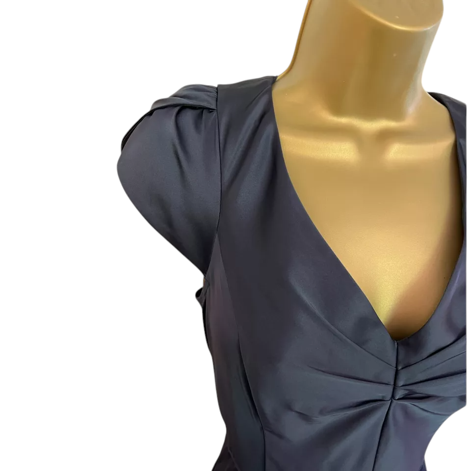 Monsoon Slate Grey Keyhole Back Dress UK 8