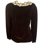 Vintage Handmade Brown Silk Velvet Victoriana Blouse UK 10