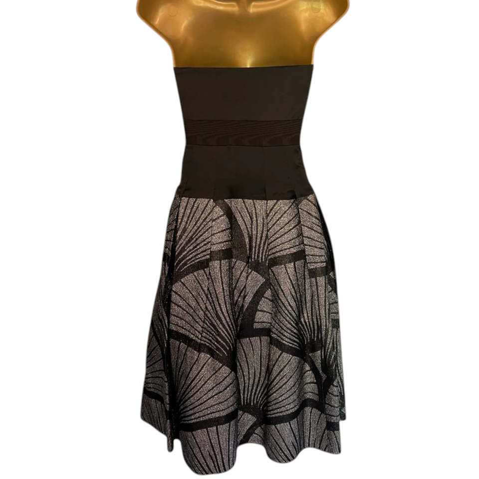 Monsoon Vintage Deco Avant Silver Fan Dress UK 10/12