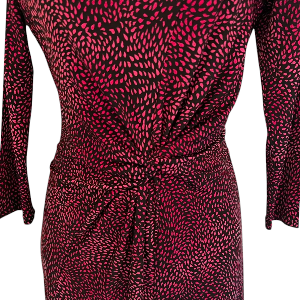 Laura Ashley Black Pink Silky Stretch Dress UK 10