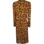 Monki Tan & Cream Giraffe Print Belted Dress UK 6