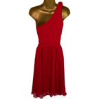 Next Red Chiffon One-Shoulder Dress UK 12