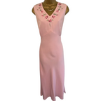 Jacques Vert Rose Pink Embroidered Floral Dress UK 14