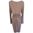 Max Mara Nude Crepe Long Sleeve Dress UK 14
