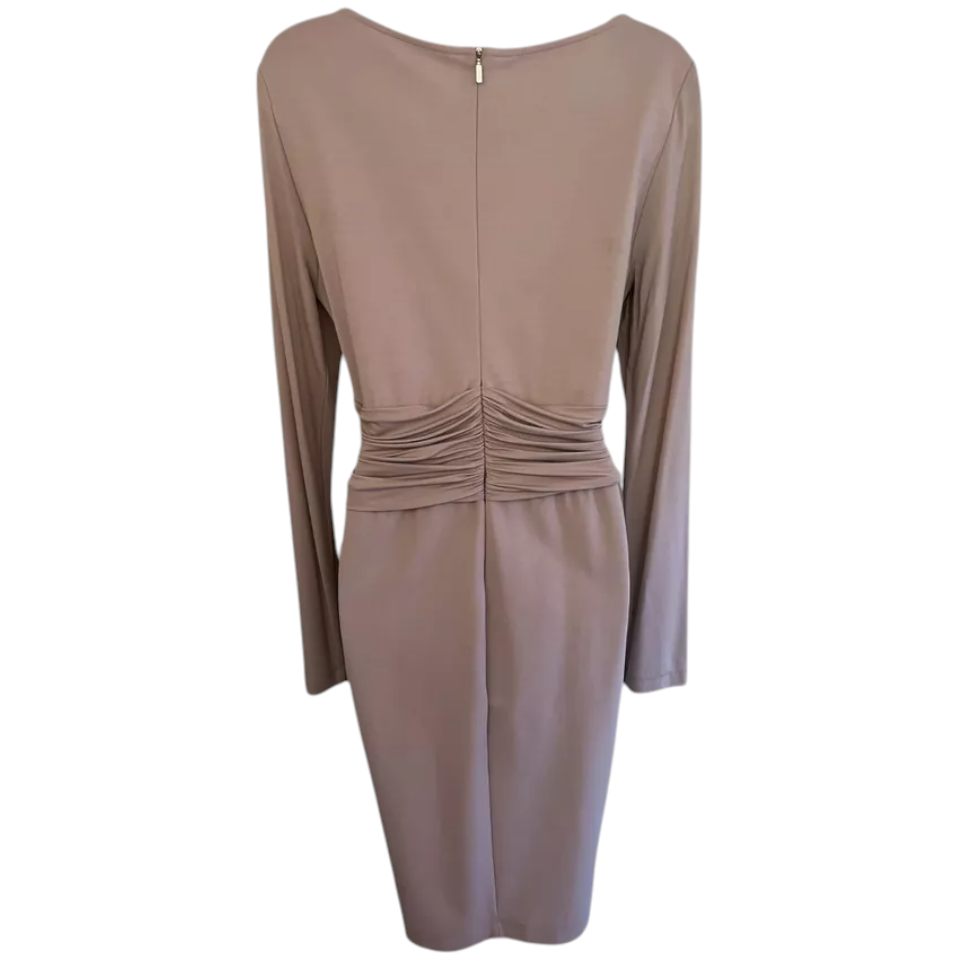 Max Mara Nude Crepe Long Sleeve Dress UK 14