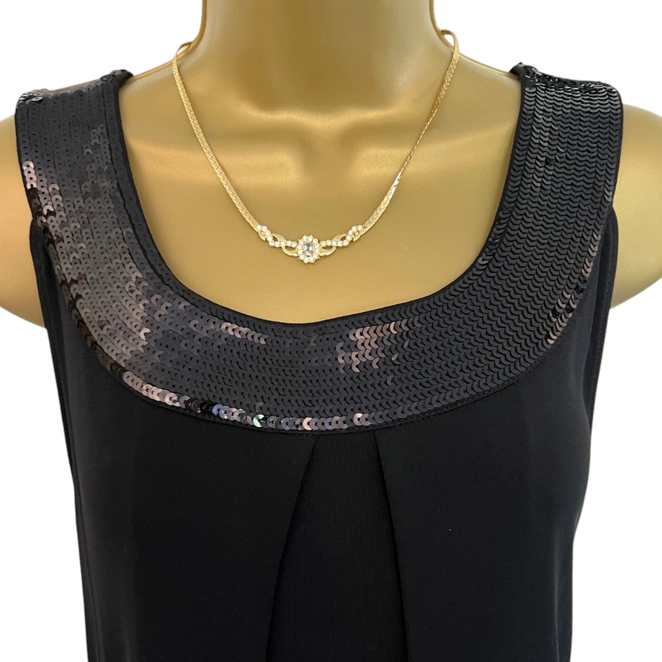 Fenn Wright Manson Black Sequin Neck Dress UK 8