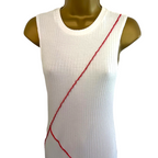 Zara White Ribbed Cotton Knit Summer Pencil Dress UK 10