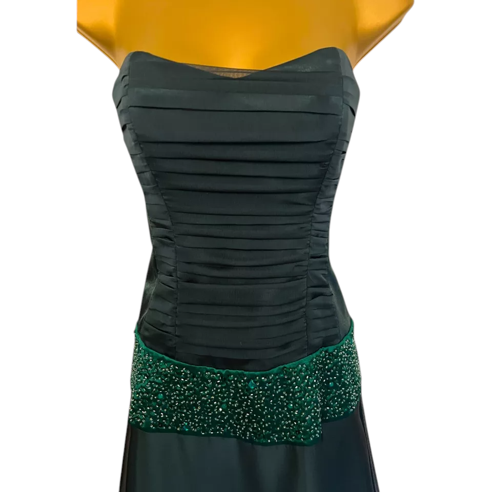 Charas Vintage Green Beaded Chiffon Backless Dress Suit UK 8
