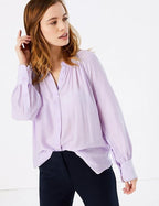 M&S Collection Pale Lilac Smock Neck Blouse UK 8