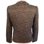 Gharani Strok Brown Tweed Frayed Zip Jacket  UK 12