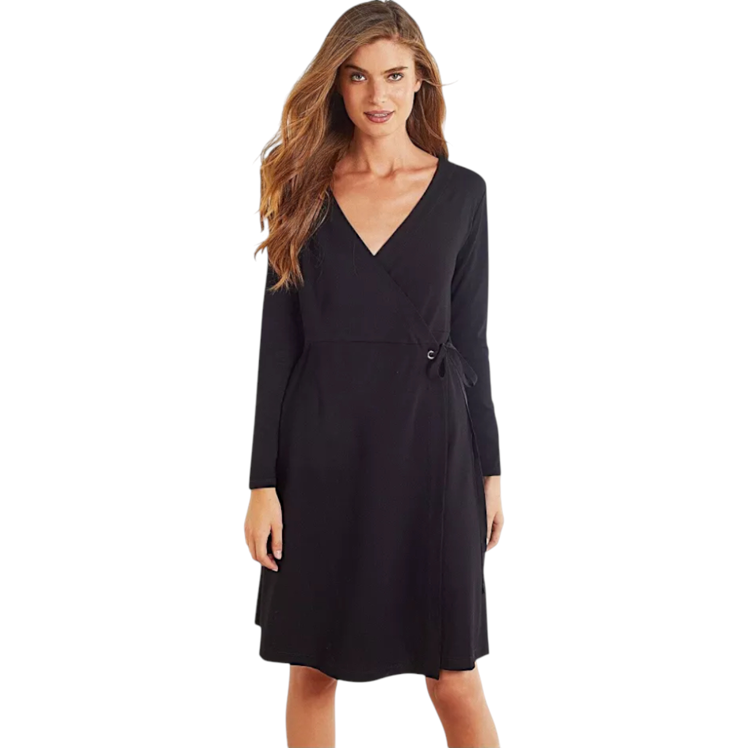 The White Company Black Ponte Wrap Dress  UK 12