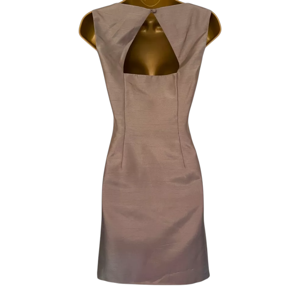 Monsoon Taupe Yellow Sequin Bead Sleeveless A-line Dress UK 8