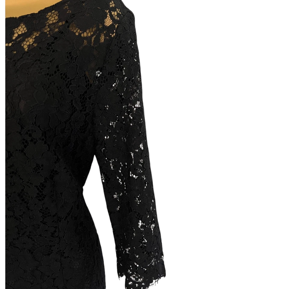 Nanette Lepore Black Lace Scallop Edge Dress UK 6