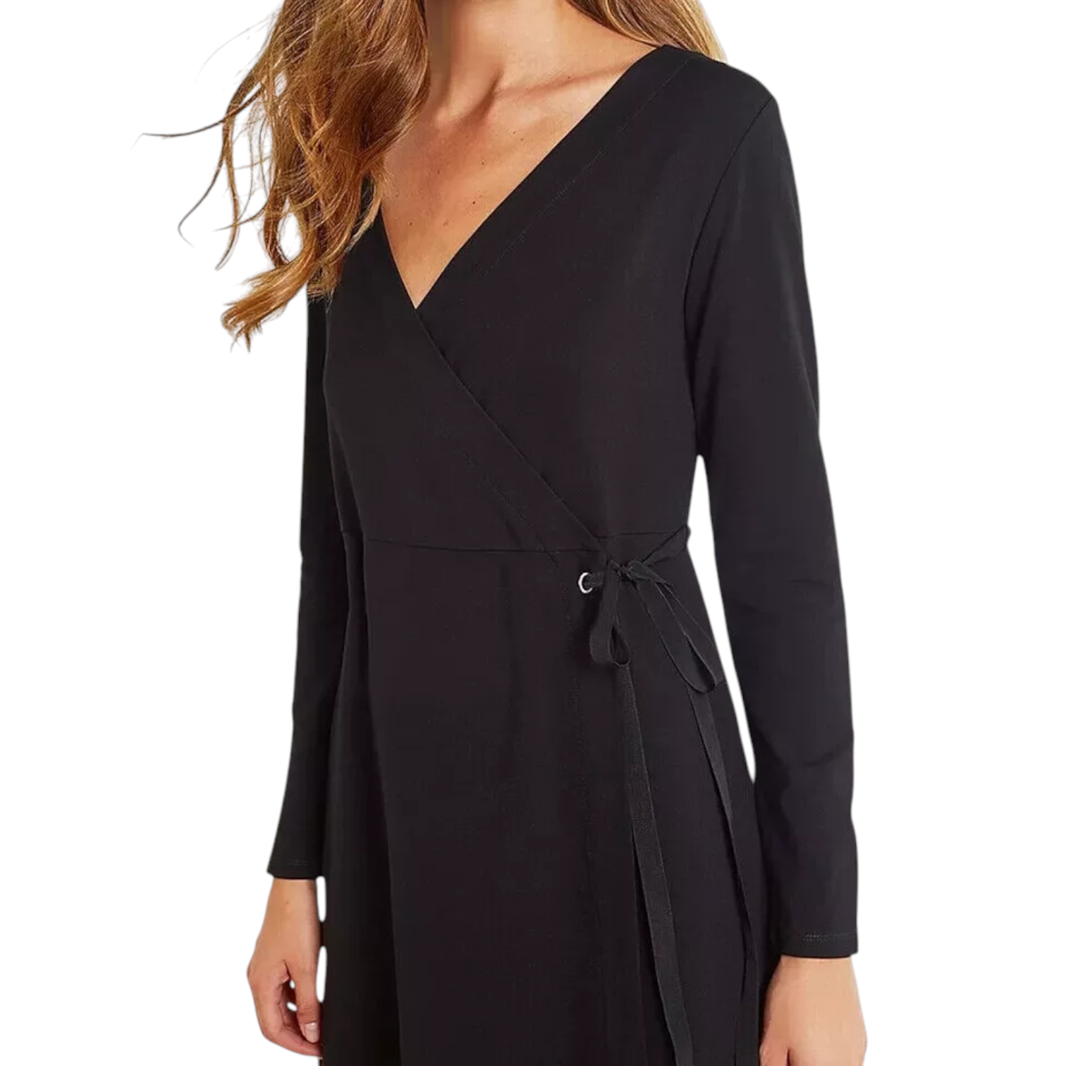 The White Company Black Ponte Wrap Dress  UK 12