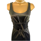 Fabrizio Lenzi Dark Green Stretch Satin Dress UK 8