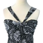 Glitz Black Grey Paisley Sleeveless Strappy Dress UK 10