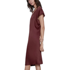 Zara Burgundy Asymmetrical Midi Silky Slip Dress UK 14