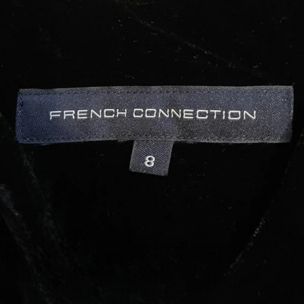 French Connection Black Silk Rosette Dress UK 8