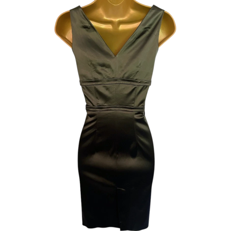 Fabrizio Lenzi Dark Green Stretch Satin Dress UK 8