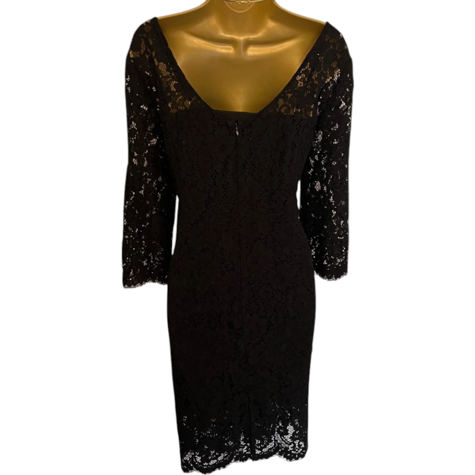 Nanette Lepore Black Lace Scallop Edge Dress UK 6